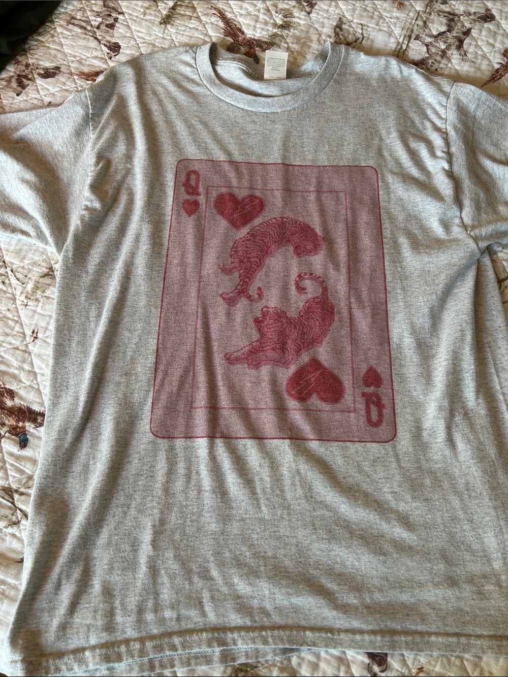 Kids Gray T-Shirt with Red Graphic Playing Card Design